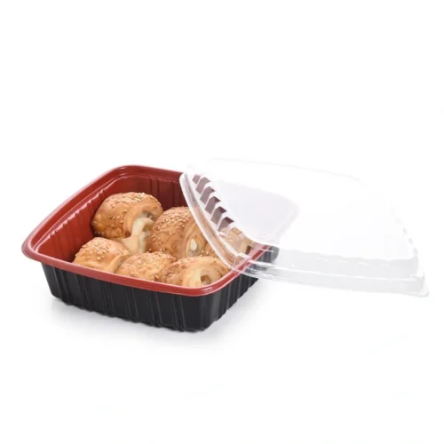 Disposable-Red-Inside-Black-Outside-Plastic-Food-Container-PP-Take-Away-Airline-Bento-Box